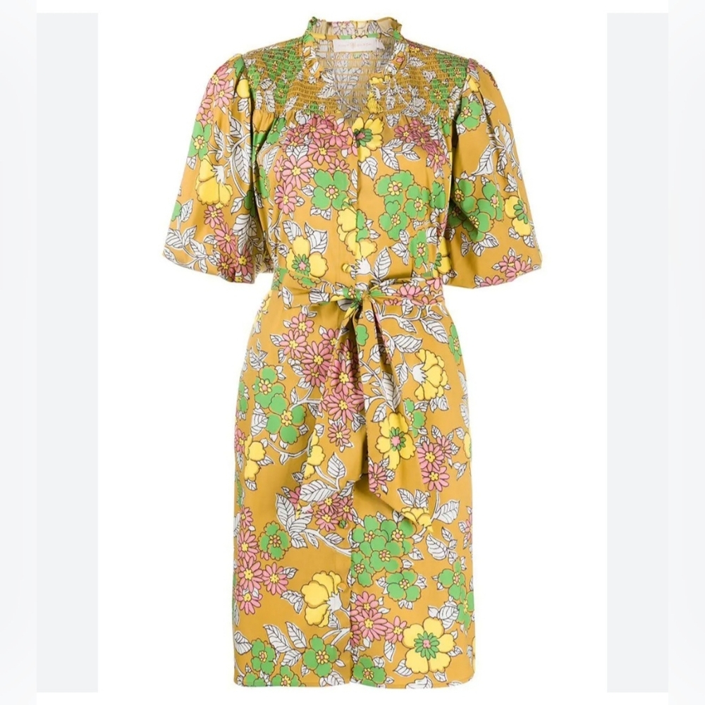 Tory Burch Brown Wallpaper Floral Printed Dress